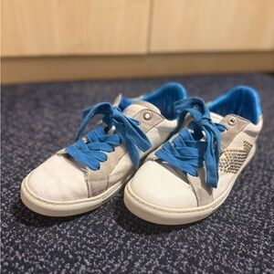 Zadig & Voltaire White Sneakers with Blue Laces and Blue Lining
